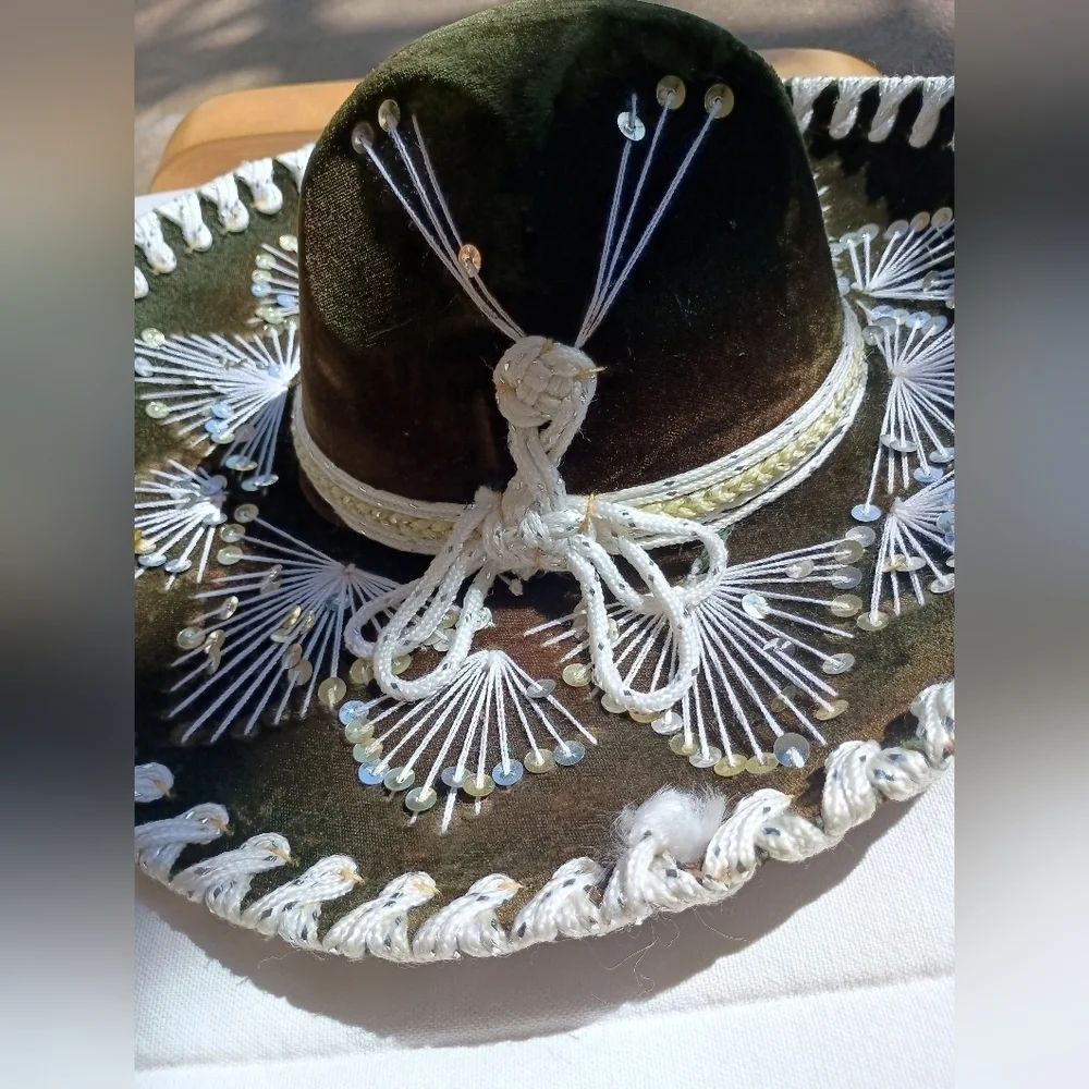 Genuine Vintage Small Kid Size Detailed Piggalle Mexican Sombrero